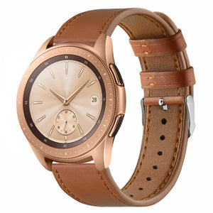 Modern Leather Strap, brown, on a watch, 3/4 front view