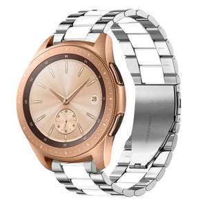 Steel Strap, silver/white, on a watch, 3/4 front view