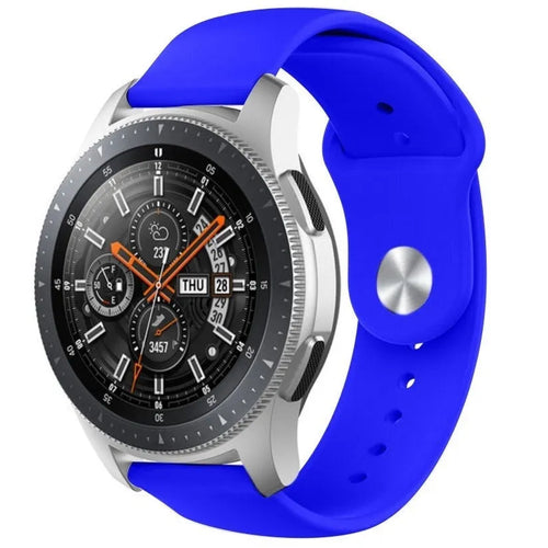 Silicone Sport Strap, blue, on a watch, 3/4 front view