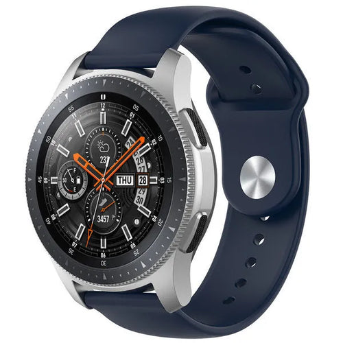 Silicone Sport Strap, dark blue, on a watch, 3/4 front view