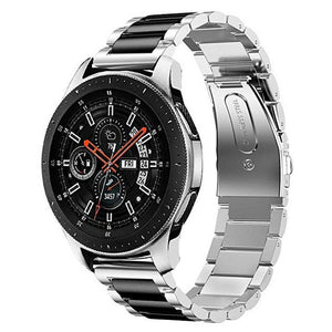 Steel Strap, silver/black, on a watch, 3/4 front view