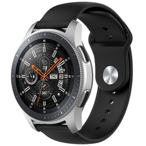 Silicone Sport Strap, black, on a watch, 3/4 front view