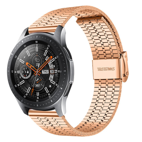 Fine Steel Strap, rose gold, on a watch, 3/4 front view