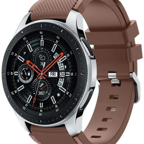 Twill Silicone Strap, brown, on a watch, 3/4 front view