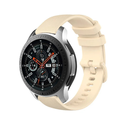 Premium Silicone Strap, beige, on a watch, 3/4 front view