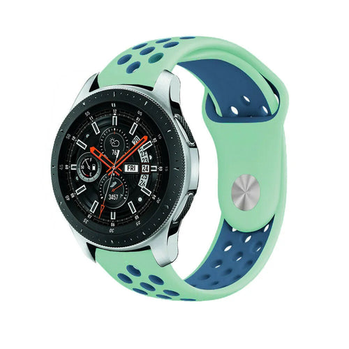Silicone Sport Strap, aqua/blue, on a watch, 3/4 front view