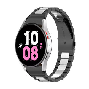 Steel Strap, black/silver, on a watch, 3/4 front view