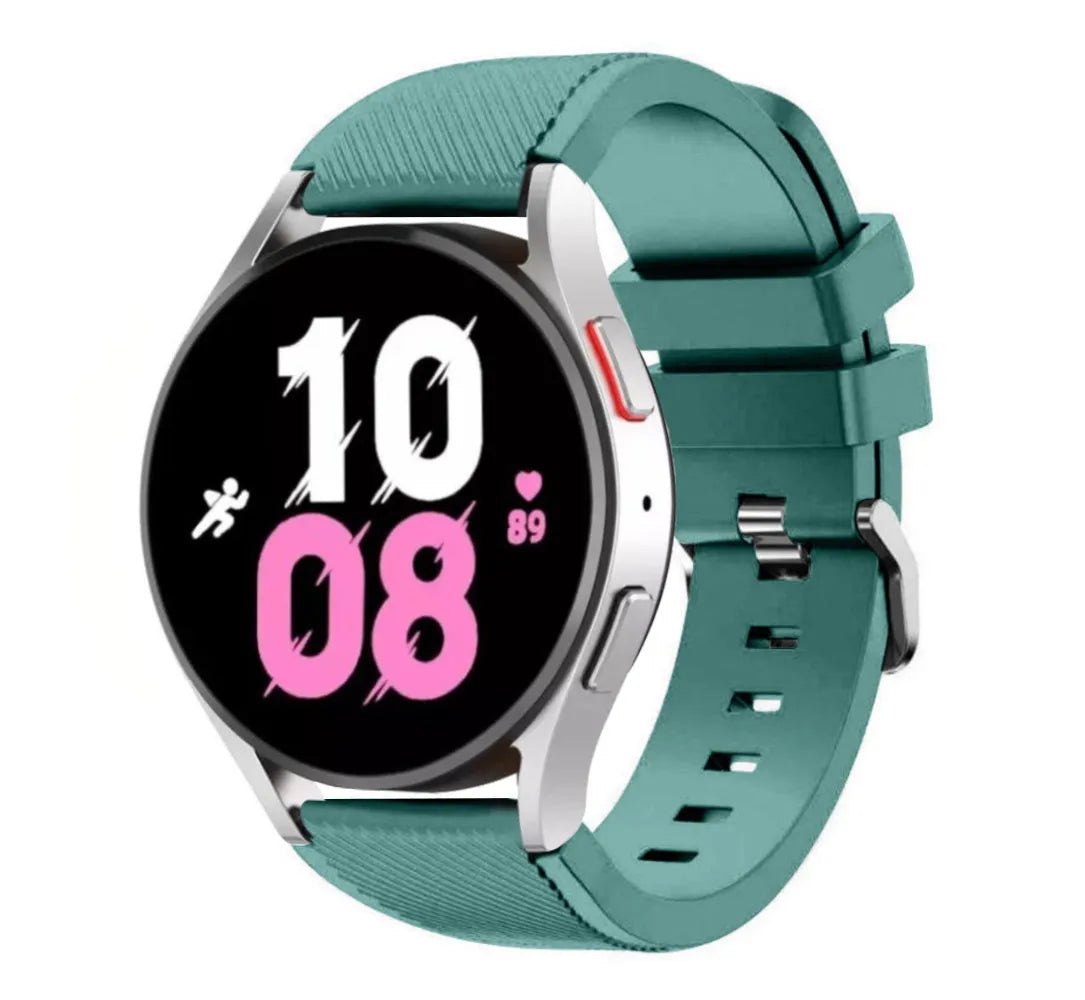 Twill Silicone Strap, viridian, on a watch, 3/4 front view