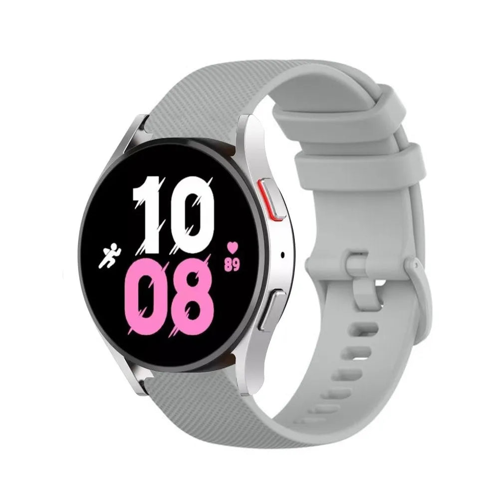 Premium Silicone Strap, grey, on a watch, 3/4 front view