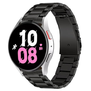 Titanium Strap, black, on a watch, 3/4 front view