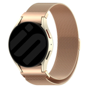 Milanese Strap 'One Push', rose gold, on a watch, 3/4 front view