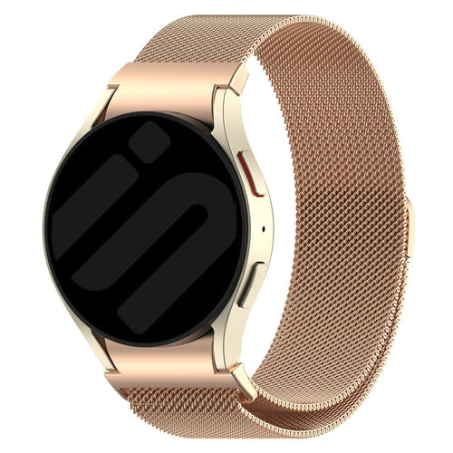 Milanese Strap 'One Push', rose gold, on a watch, 3/4 front view