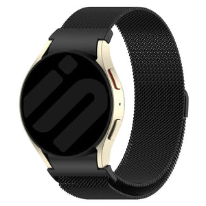 Milanese Strap 'One Push', black, on a watch, 3/4 front view
