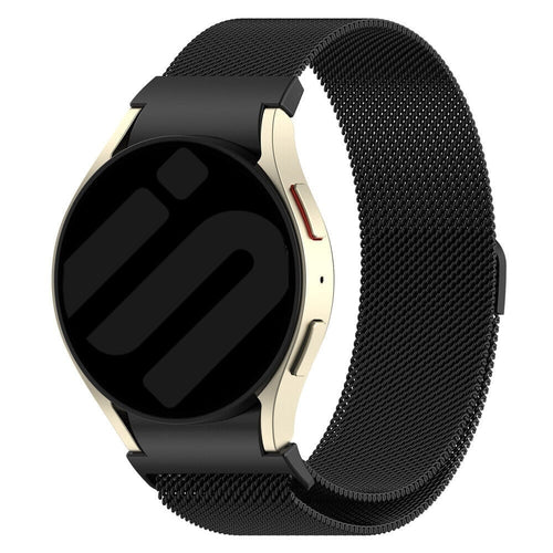 Milanese Strap 'One Push', black, on a watch, 3/4 front view