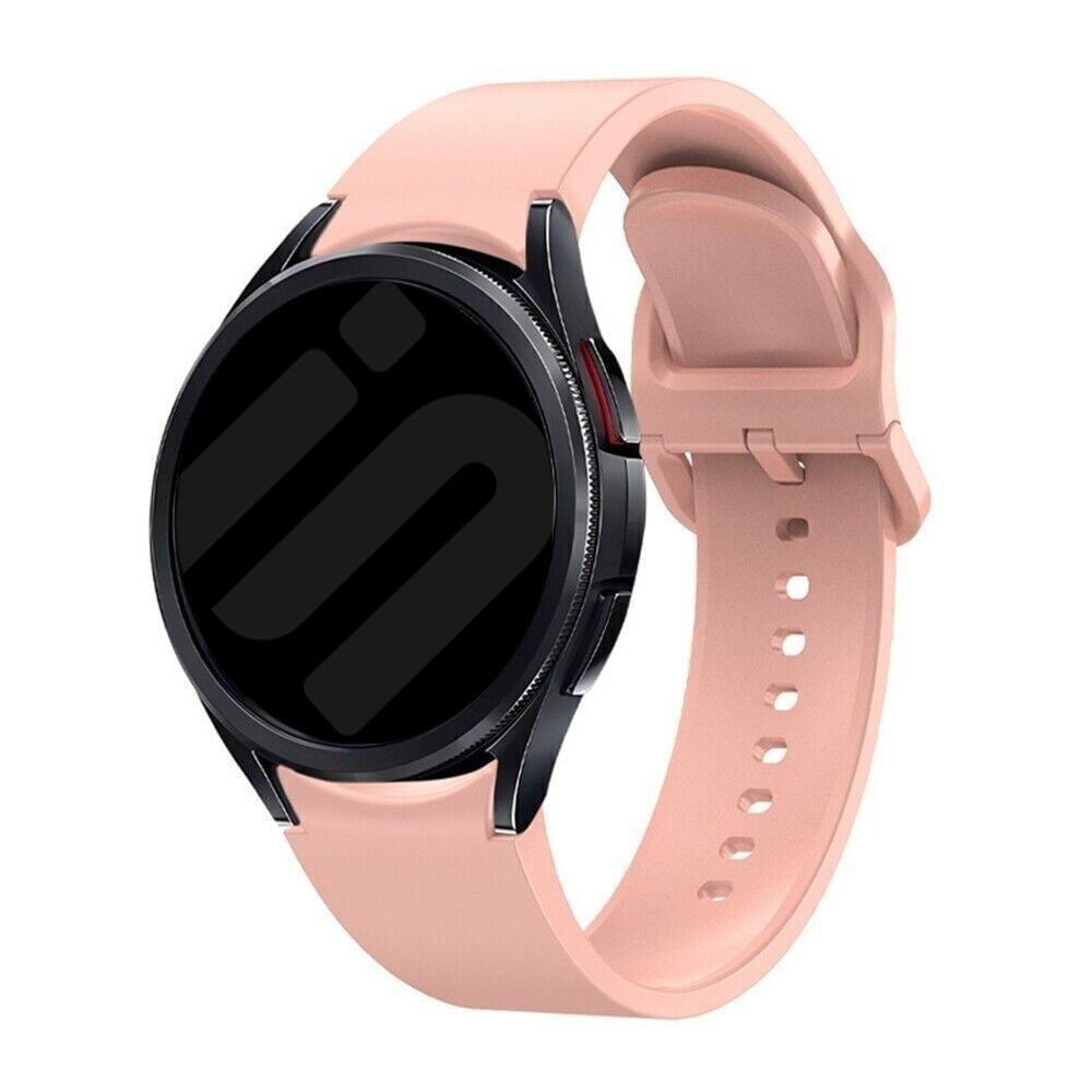 Silicone Strap 'One Push', pink, on a watch, 3/4 front view