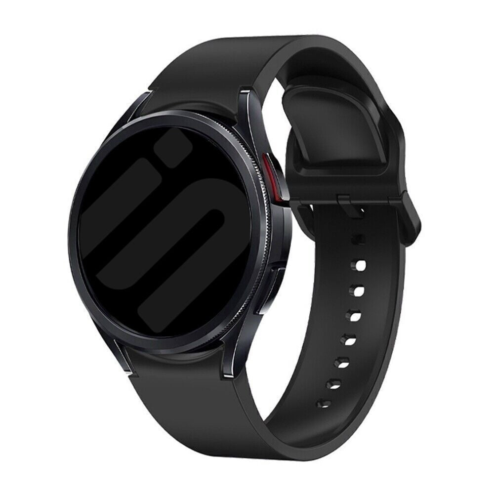 Silicone Strap 'One Push', black, on a watch, 3/4 front view