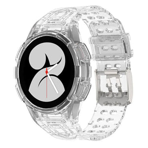 Silicone Strap with Frame, transparent, on a watch, 3/4 front view