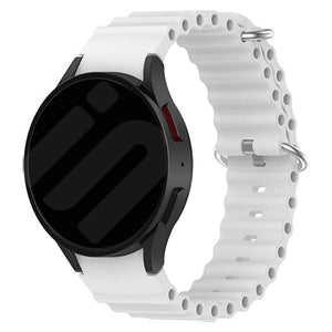 Silicone Ocean Strap, white, on a watch, 3/4 front view