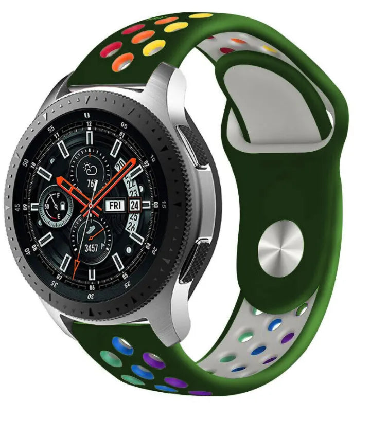 Silicone Sport Strap, on a watch, 3/4 front view