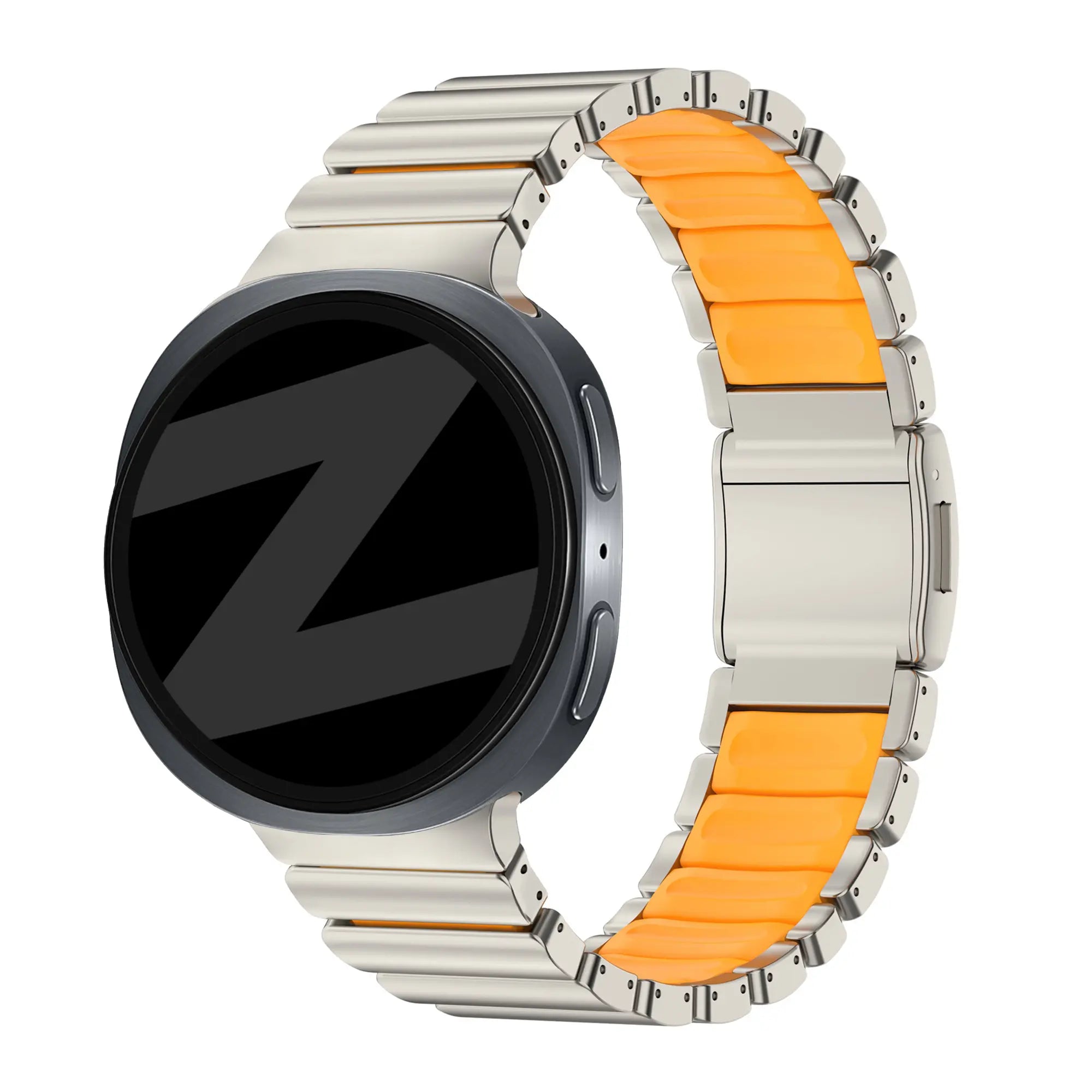 Bandz Samsung Galaxy Watch 9 - 44mm titanium band 'Hybrid' (titanium/oranje)