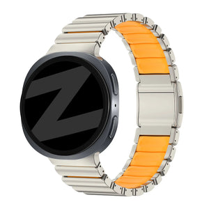 Bandz Samsung Galaxy Watch 8 Classic titanium band 'Hybrid' (titanium/oranje)
