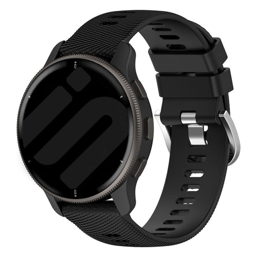 Silicone Strap, black, on a watch, 3/4 front view
