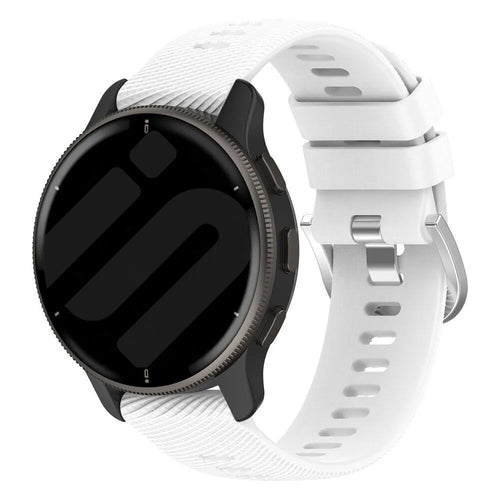 Silicone Strap, white, on a watch, 3/4 front view