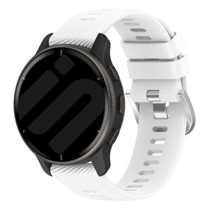 Silicone Strap, white, on a watch, 3/4 front view