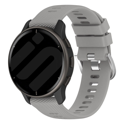 Silicone Strap, light grey, on a watch, 3/4 front view