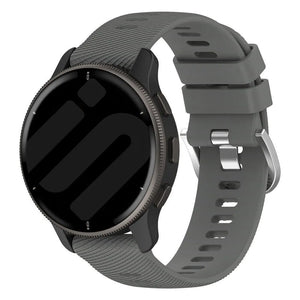 Silicone Strap, dark grey, on a watch, 3/4 front view