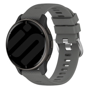Silicone Strap, dark grey, on a watch, 3/4 front view