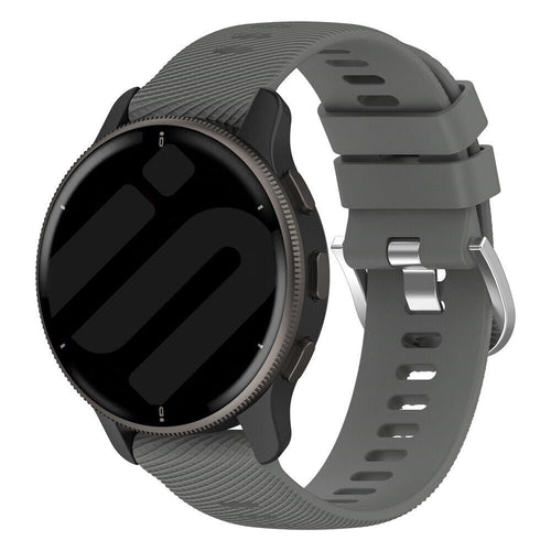 Silicone Strap, dark grey, on a watch, 3/4 front view
