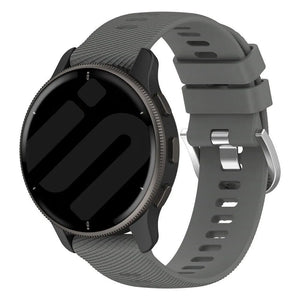Silicone Strap, dark grey, on a watch, 3/4 front view