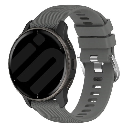 Silicone Strap, dark grey, on a watch, 3/4 front view