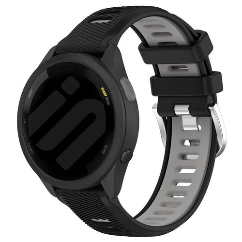 Silicone Buckled Sport Strap, black/grey, on a watch, 3/4 front view