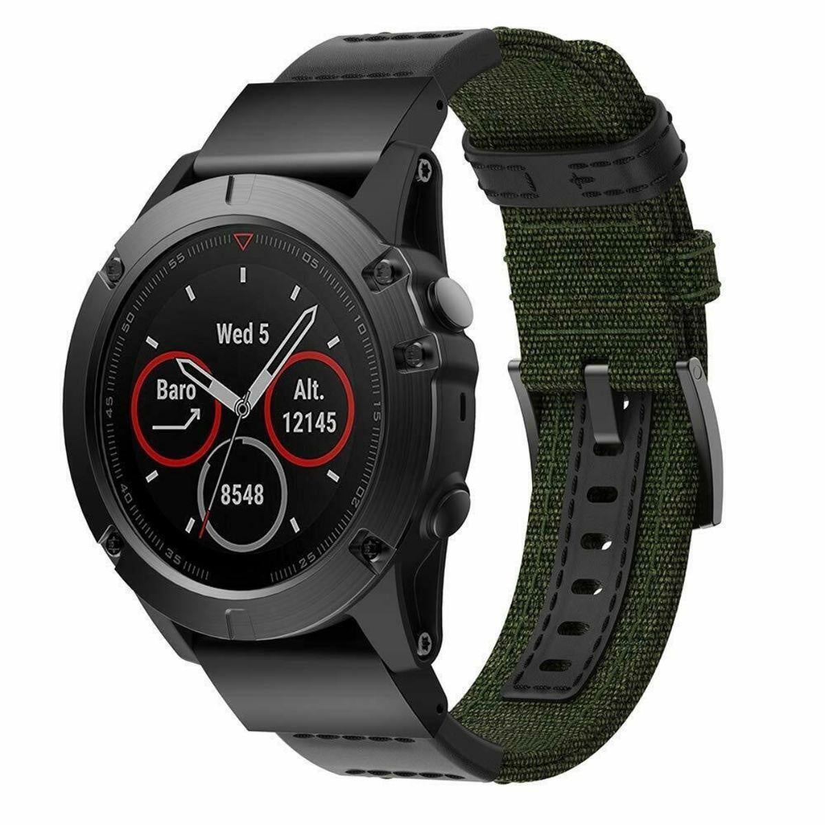 Garmin Fenix 7 nylon hybrid bandje (legergroen)