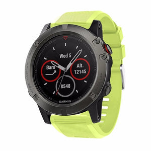 Silicone Strap, light green, on a watch, 3/4 front view