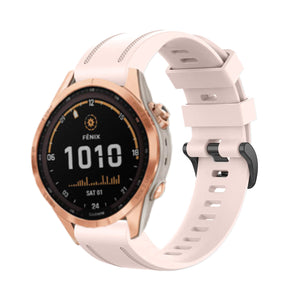 Silicone Strap, light pink, on a watch, 3/4 front view
