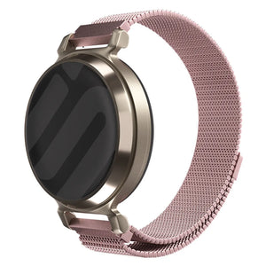 Milanese Strap, pink, on a watch, 3/4 front view