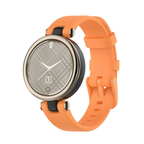 Silicone Strap, orange, on a watch, 3/4 front view