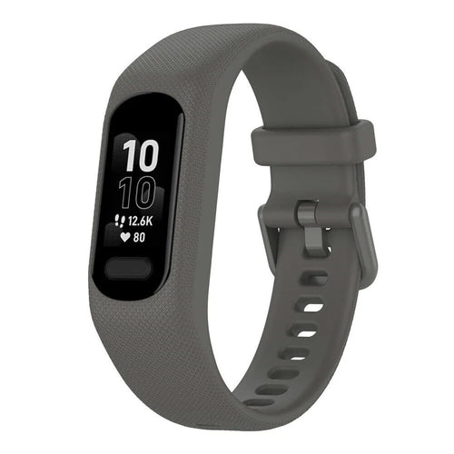 Silicone Strap, dark grey, on a watch, 3/4 front view