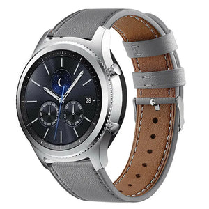 Modern Leather Strap, grey, on a watch, 3/4 front view
