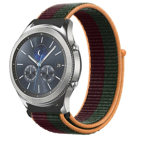 Nylon Strap, dark cherry, on a watch, 3/4 front view