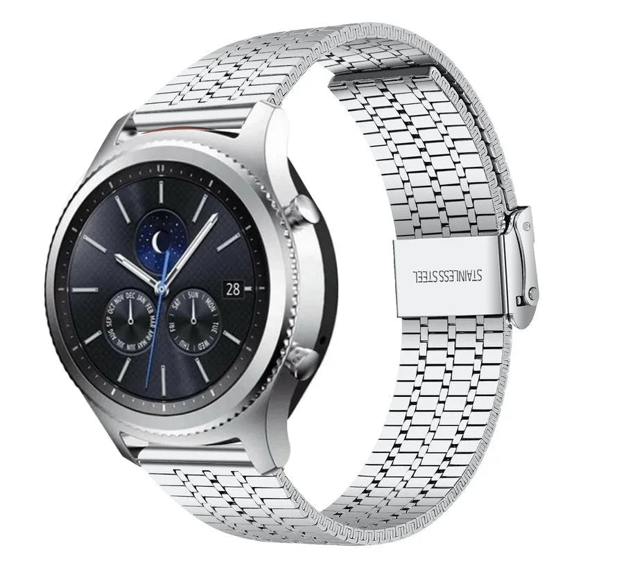 Fine Steel Strap, silver, on a watch, 3/4 front view