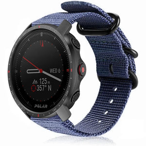 Nylon Buckle Strap, blue, on a watch, 3/4 front view