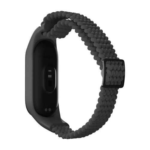 Nylon Mi Braided Strap, dark grey, on a watch, 3/4 front view