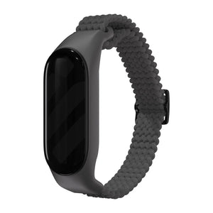 Nylon Mi Braided Strap, dark grey, on a watch, 3/4 front view