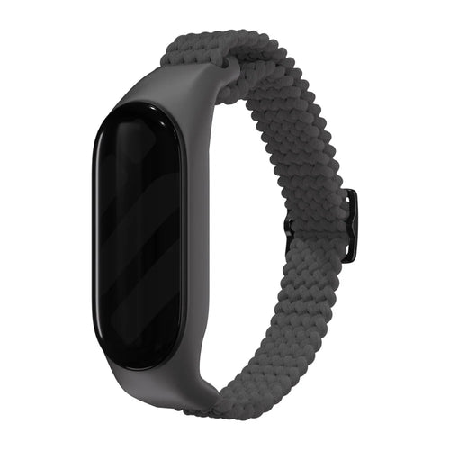 Nylon Mi Braided Strap, dark grey, on a watch, 3/4 front view