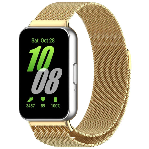 Milanese Strap, gold, on a watch, 3/4 front view