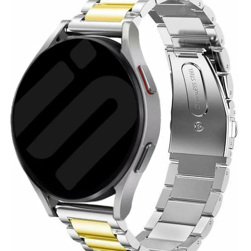 Steel Strap, silver/gold, on a watch, 3/4 front view